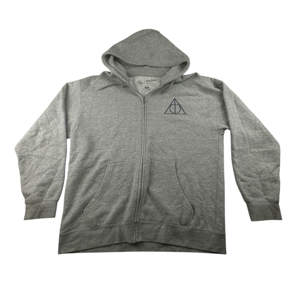 Harry Potter Hoodie Men XL Gray Full Zip Deathly Hallows The Exhibition Movie